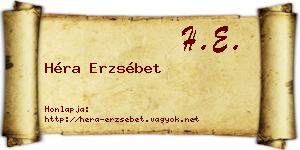 Héra Erzsébet névjegykártya